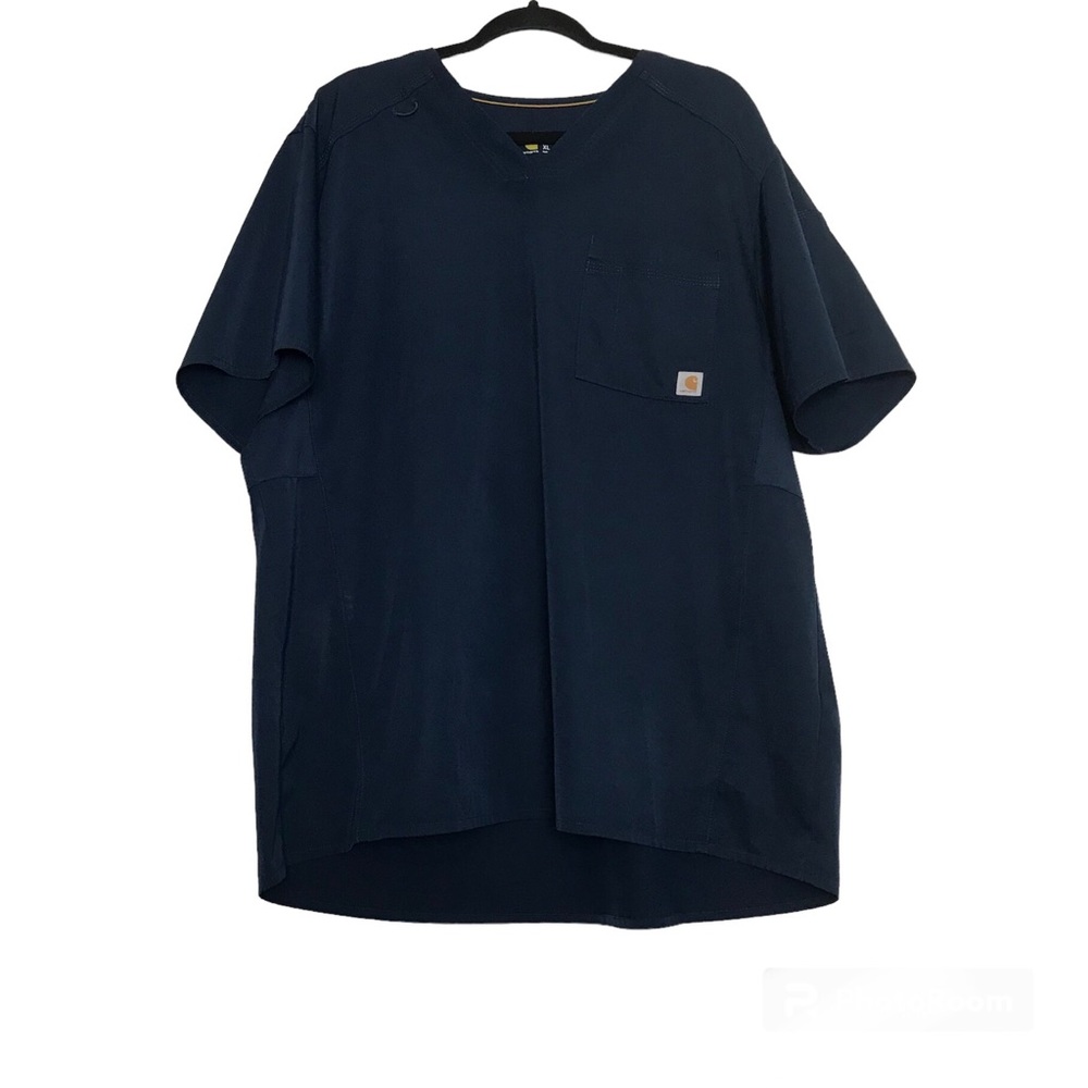 Carhartt Unisex Blue V-Neck Short Sleeve Pullover Scrubs Top Sz XL